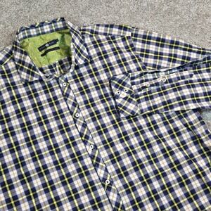 Stone Rose Purple Rivet Collection Blue Green Plaid Cotton Dress Shirt Size 7